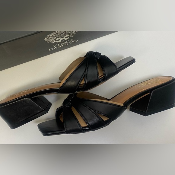 Vince Camuto Women's Sz 5 1/2M VC-Selaries Block Heel Sandal Heeled Black - Picture 7 of 9